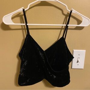 Black velvet layered crop top tank top